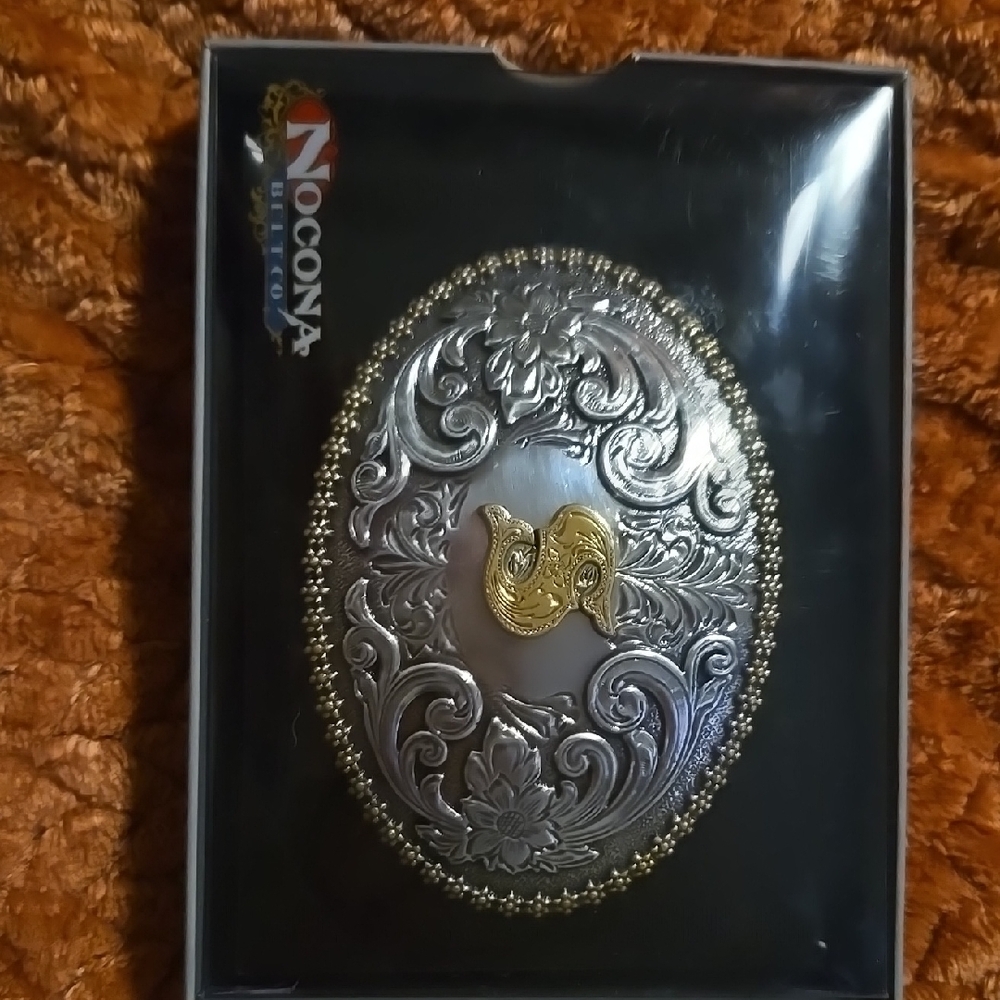 Nocona Ornate Silver and Gold Belt Buckle